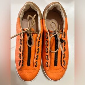 FABRICE TARDIEU Garry Sneakers Trainers Basketball Orange Pebbled Leather US 9